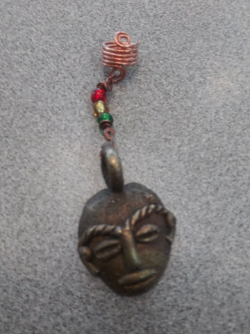 African mask loc jewelry, dreadlock jewelry
