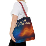 Graphic Tote bag, Life is Ebb and Flow of God, Spiritual quote printed Tote Bag, Stylish tote bag, Celestial design tote bag