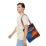 Graphic Tote bag, Life is Ebb and Flow of God, Spiritual quote printed Tote Bag, Stylish tote bag, Celestial design tote bag
