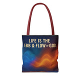 Graphic Tote bag, Life is Ebb and Flow of God, Spiritual quote printed Tote Bag, Stylish tote bag, Celestial design tote bag