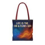 Graphic Tote bag, Life is Ebb and Flow of God, Spiritual quote printed Tote Bag, Stylish tote bag, Celestial design tote bag