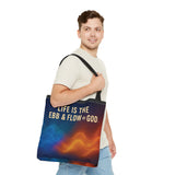 Graphic Tote bag, Life is Ebb and Flow of God, Spiritual quote printed Tote Bag, Stylish tote bag, Celestial design tote bag