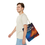 Graphic Tote bag, Life is Ebb and Flow of God, Spiritual quote printed Tote Bag, Stylish tote bag, Celestial design tote bag