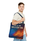 Graphic Tote bag, Life is Ebb and Flow of God, Spiritual quote printed Tote Bag, Stylish tote bag, Celestial design tote bag
