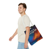 Graphic Tote bag, Life is Ebb and Flow of God, Spiritual quote printed Tote Bag, Stylish tote bag, Celestial design tote bag