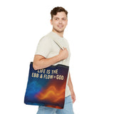 Graphic Tote bag, Life is Ebb and Flow of God, Spiritual quote printed Tote Bag, Stylish tote bag, Celestial design tote bag