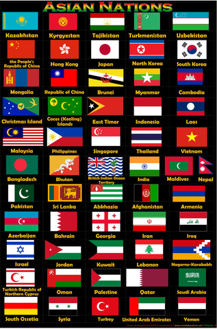 Asian Nation Flags Poster
