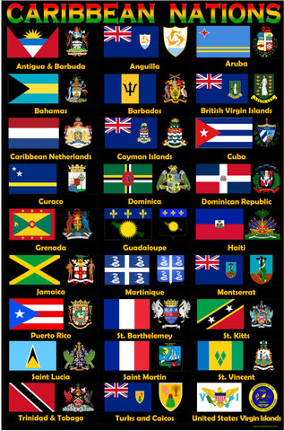 Caribbean Nation Flags Poster