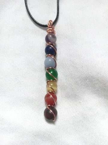 Copper wire wrapped Chakra necklace