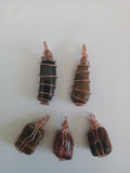 Copper wrapped Tigers Eye Pendant