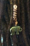 Elephant Dreadlock Jewelry, Elephant dreadlock bead, Elephant hair and braid coils and pendants