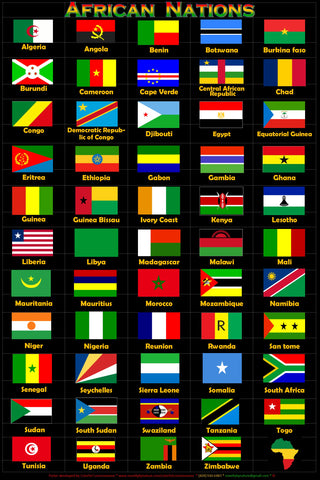 African Nation Flags Poster