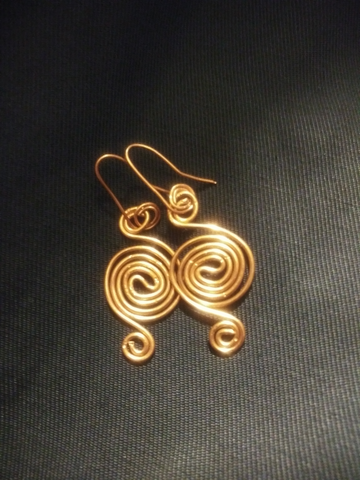 Copper triple Spiral Earrings
