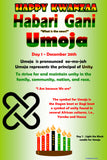 Kwanzaa Decorations, Kwanzaa posters, Kwanzaa Mkeka, Umoja poster, Kujichagulia poster, Ujima, Ujamaa, Imani, Nia